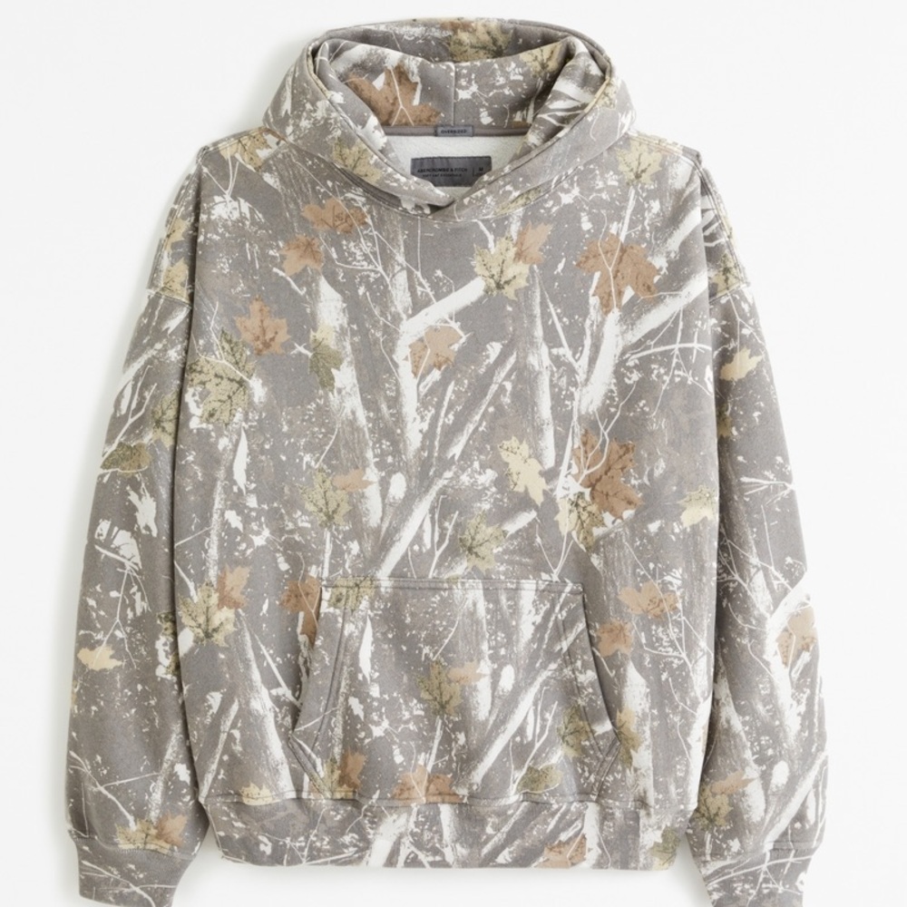 Abercrombie Essential Popover Hoodie grey camo